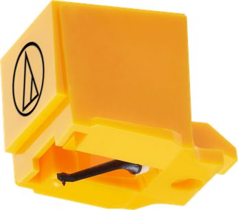Βελόνα για πλατό βινυλίου Audio Technica ATN91 κίτρινη, πλαστικό σώμα, ορατή μαύρη μύτη, πλαϊνό λογότυπο, πλαϊνή όψη