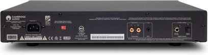 CD-програвач Cambridge Audio CXC V2 антрацитово-сірий, сріблясте оздоблення, вигляд спереду, підключення на задній панелі