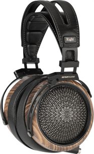 Sendy Audio Peacock -hifikuulokkeet, mustat, ruskeat puunsyykuvioidut korvakupit, ruusukekuvioiset avoimet ritilät ja musta sanka