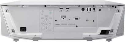 Epson EH-QL7000 wit, achteraanzicht, aansluitingen HDMI, LAN, USB-A, RS-232C, audio, bedieningsknoppen, voedingsaansluiting