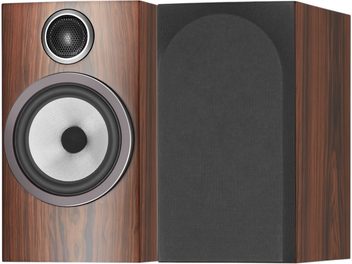 Diffusore da scaffale Bowers & Wilkins 706 S3 moka, vista frontale, un altoparlante medio-bassi bianco, un tweeter nero, una griglia nera