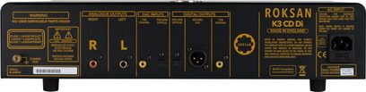 Roksan K3 CD-pleier Opium. Tagakülg. Analoog- ja digitaalsed ühendused. Toitelüliti