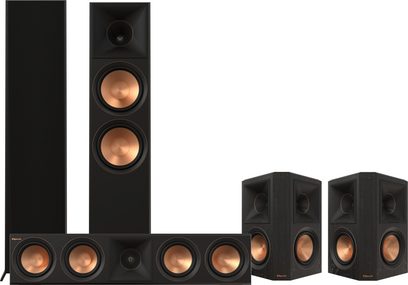Pack RP-8060FA II 5.0 ebano con 2 diffusori a colonna, 1 centrale orizzontale e 2 diffusori surround, coni in rame, finitura nera