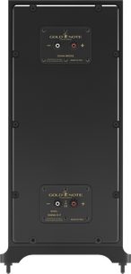 Subwoofer Gold Note DIANA III-F černý, zadní pohled s dvojitým terminálem a hroty nožek