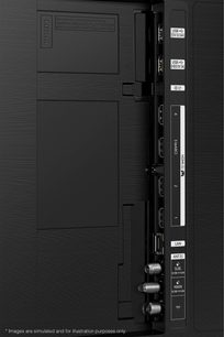 Televizor Samsung QE55QN85B 2022, zadní pohled, konektory s 4 porty HDMI, 2 porty USB, 1 port Ethernet, 1 port pro anténu