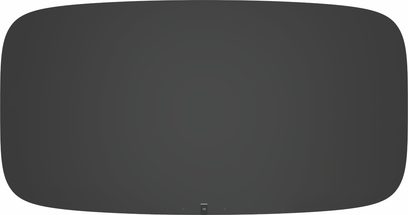 Soundbar Sonos PLAYBASE černá, pohled zepředu, podlouhlý obdélníkový tvar se zaoblenými rohy, jednolitý černý povrch