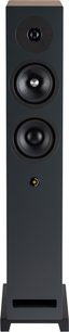 Gulvhøyttaler Davis Acoustics Krypton 6 Classik valnøtt, frontvisning, 3 runde svarte høyttalerelementer, rektangulær bassrefleksport nederst