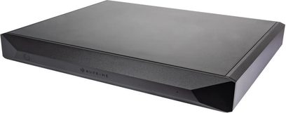 Nuprime Evolution STA SE black high-fidelity power amplifier, slightly elevated front view