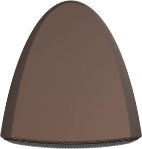Boxă de exterior Klipsch Courtyard 2.0 maro, din plastic, formă triunghiulară, grilă perforată în partea de jos, vedere frontală