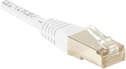HCS Initial Ethernet tīkla kabelis RJ45 10m no sāna, caurspīdīgs RJ45 savienotājs, balta apvalka