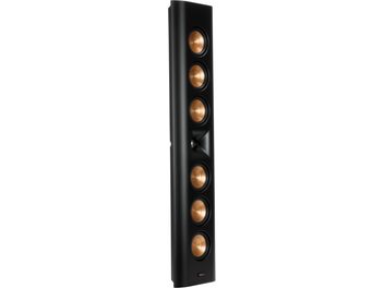 Klipsch RP-640D sort væghøjttaler med seks kobberfarvede højttalerenheder og central horndiskant