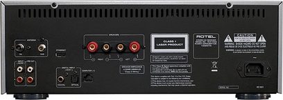 Rotel RCX-1500 sort højfidelitetssystem, frontvisning, med CD-afspiller, FM-radio, lydindgange og frontbetjeningsfunktioner