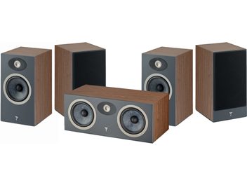Focal Theva N°1 Regallautsprecher-Set Nussbaum, 3 Lautsprecher dunkles Holz und dunkelgraue Fronten