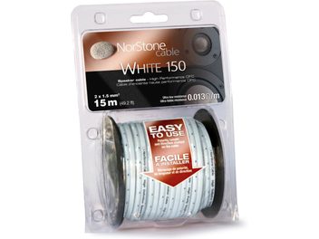 Baltas garsiakalbių kabelis Norstone Cable White 150, 15 metrų ritė, itin maža varža 0,013 Ohm/m