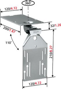 Vægmonteret TV-beslag Vogel's EFK 1325 i lys grå metal, set fra siden med dimensioner i millimeter