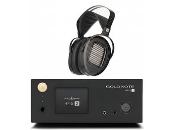 Auriculares abiertos HiFiMAN negros con transductores magnéticos planares y amplificador Gold Note HP-5 2 negro