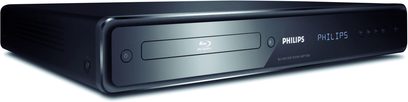Philips BDP7200 sort Blu-ray-afspiller, set forfra, med Philips-logo og tænd/sluk-knap på forsiden