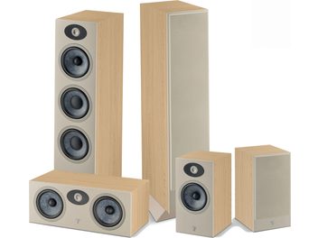 Set vloerstaande luidsprekers Focal Theva N°3 in licht eiken, 5 luidsprekers in 3 maten met zwarte drivers