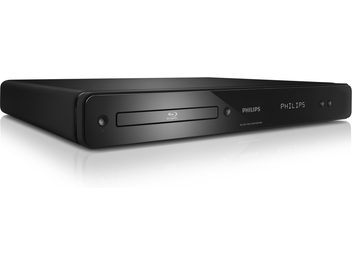 Philips BDP3000 sort Blu-ray-afspiller, set forfra, med blank frontpanel, tænd/sluk-knap og Philips-logo
