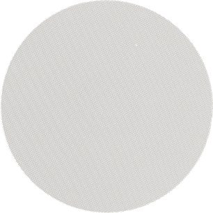 Indbygget loftshøjttaler H55-R v2 med rund perforeret metalgitter i hvid, set forfra, minimalistisk design