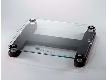 Αποσβεστήρας κραδασμών Relaxa Tablet 622 από διαφανές γυαλί με ορθογώνιο σχήμα σε 4 μαύρα κυλινδρικά πόδια, άποψη από πάνω