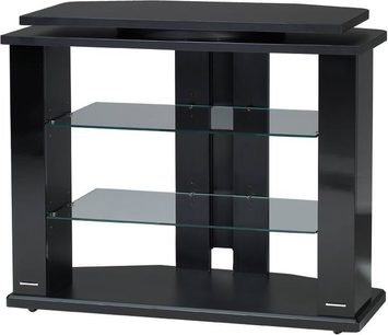 Moderne TV-møbel i sort Gisan PLS55NE, 3 rum, 2 glashylder, 120x50x40cm