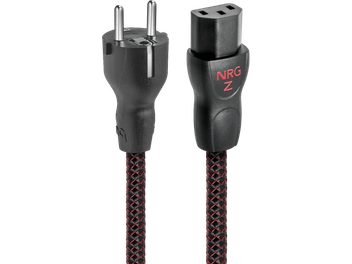 Audioquest NRG-Z3 barošanas kabelis, 1 m, melni/sarkanā austā tekstila apvalkā, Schuko un IEC C13 štekeri, melni plastmasas savienotāji