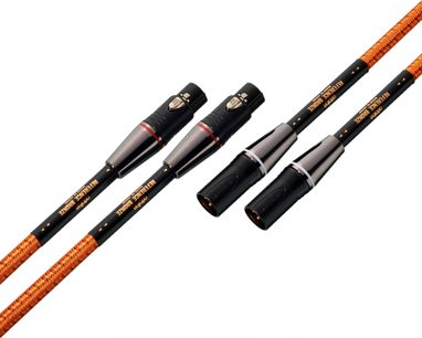 Ortofon REFERENCE BRONZE XLR 1m analoginen XLR-äänikaapeli, mustat ja hopeiset metalliliittimet, oranssi punottu suojus