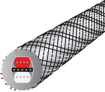 AES/EBU Digital Audio Cable Micro Platinum Eclipse 10 1m, cross-section view, black braided outer jacket, red, black, and white conductors