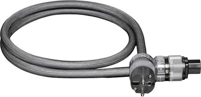 GigaWatt LC-2 EVO 1,5 m graues Netzkabel mit transparenter Schuko-Steckdose und schwarzem IEC-Stecker