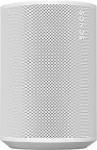 Diffusore wireless connesso Sonos Era 100 bianco opaco, cilindrico, griglia forata su tutta la superficie, logo Sonos in basso