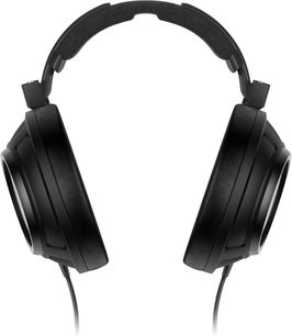 Cuffie audio circumaurali chiuse nere, viste frontalmente, padiglioni ovali, archetto imbottito, cuscinetti spessi, finitura opaca