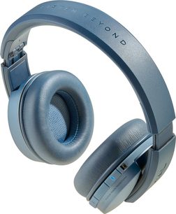 Bezdrôtové circumaurálne slúchadlá Focal Listen Chic Wireless v modrej farbe, náušníky a oblúk v metalickej modrej farbe, ľavý bočný pohľad
