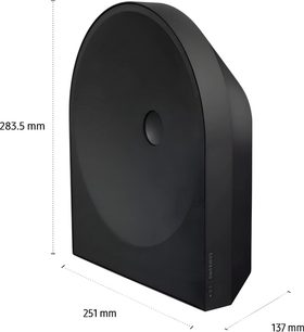Chytrý reproduktor Samsung HW-LS50H černý, se zaobleným svislým formátem a texturovanou přední stranou, v tříčtvrtečním pohledu