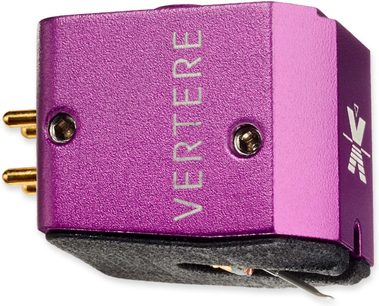 Κεφαλή πικάπ Vertere Acoustics MC XtraX μωβ, μπροστινή όψη, μεταλλικό σώμα, επίχρυσοι ακροδέκτες