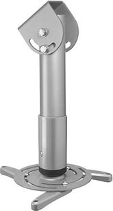 Grå metalvideoprojektor-loftbeslag fra Vogel's PPC 130, set forfra i perspektiv, med kugleled og drejeligt armsystem