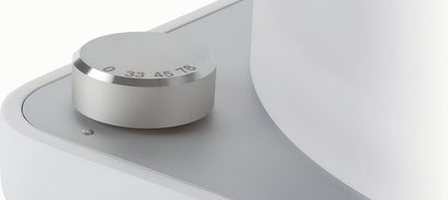 Gramofon ClearAudio Concept Pack Silver Edition, detail stříbrného přepínače rychlosti 0 33 45 78