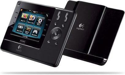 Logitech Harmony 1100 Universalfernbedienung, schwarz, Farbtouchscreen, physische Tasten, offene Frontansicht