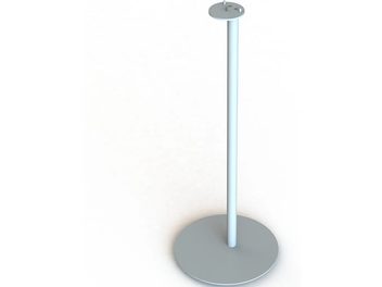 Witte Mountson speakerstandaard voor Sonos Era 100, verticale cilindrische buis op ronde basis, strak design