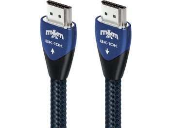AudioQuest ThunderBird 8K-10K HDMI-Kabel mit blauen und schwarzen Steckern und geflochtener Ummantelung