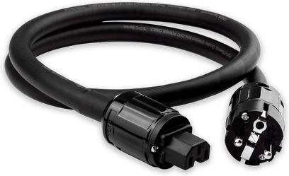 Taga Harmony ETPC-TS 1,2 m tyk sort netstrømskabel, Schuko-stik, IEC-stik, kablet er let oprullet