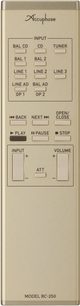 Preamplificador estéreo Accuphase C-2300, control remoto rectangular, vista frontal, acabado dorado, botones rectangulares