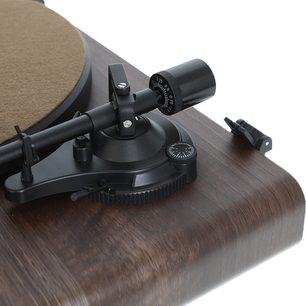 Giradischi hi-fi Enova HIFI VELA VP2 con braccio di lettura nero, contrappeso regolabile, quadrante antiskating, base in legno marrone