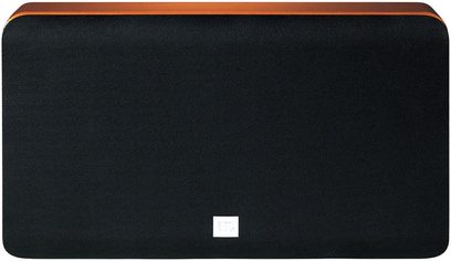 Rektangulær sort JBL LC2 centerkanal med sort gitter, set forfra
