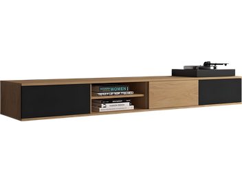 Mobile audio-video Unnu Classic Series Model 1541 finitura in legno marrone, ante nere e vano centrale con ripiani
