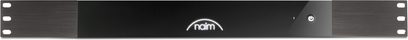Zesilovač výkonu Naim Audio CI-NAP 101 černý, pohled zepředu, obdélníkový přední panel s bílým logem "naim" uprostřed