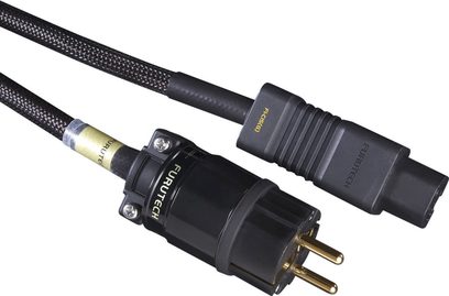 Câble d'alimentation secteur Furutech The Roxy-E noir, connecteurs IEC et Schuko, gaine tressée noire
