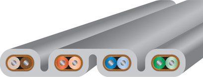 Cavo di rete Ethernet RJ45 Wireworld Platinum Starlight 10 Ethernet 3m, vista in sezione orizzontale, guaina grigia, conduttori intrecciati colorati