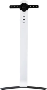 Erard STANDIT 600 white audio-video cabinet, front view, central vertical leg, rectangular base, VESA TV mount on top