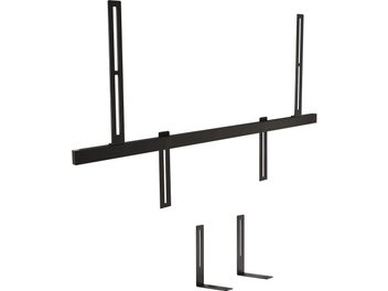 Čierny držiak na soundbar Vogel's SOUND 3550 s vodorovnou priečkou, perforovanými lištami a dvoma konzolami